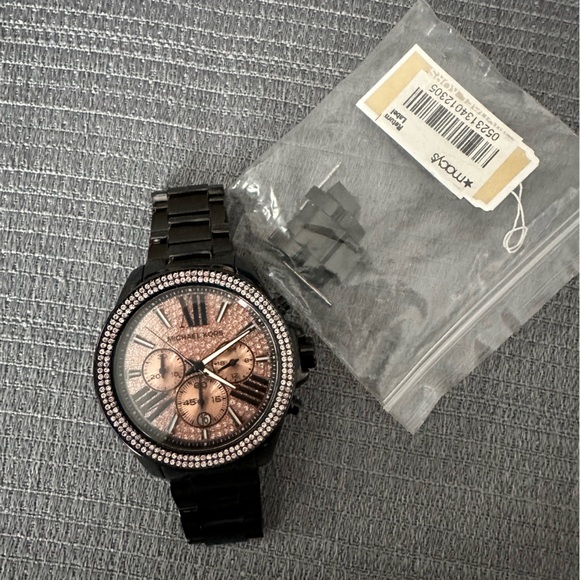 Michael Kors Accessories - Michael Kors MK5879 Everest Black Rose Gold Stainless Steel Quartz Women's Watch